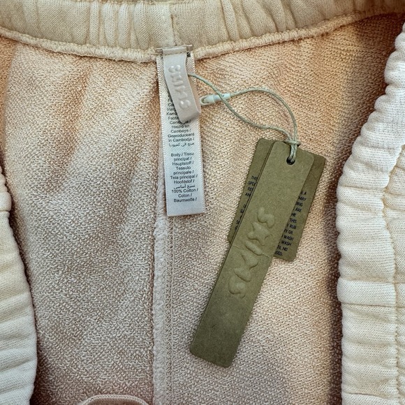 SKIMS French Terry Low Rise Straight Leg Pants Large Peach Creamsicle Lounge NWT - Picture 8 of 9